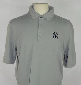 New Men's Cutter & Buck Gray Virtue Eco Pique SS Polo Shirt NY YANKEES nwt L - Picture 1 of 2