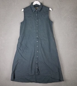 Camicia lino abito donna verde medio midi silenzioso lusso oversize senza maniche - Foto 1 di 12