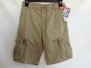 Wrangler Boys Khaki Flat Front Stretch Pockets Casual Cargo Shorts Size 10 New - Picture 1 of 3