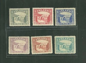 1931-1932 Iceland Scott #170-175 Complete Set MLH Mint Lightly Hinged 6 Stamps - Picture 1 of 2