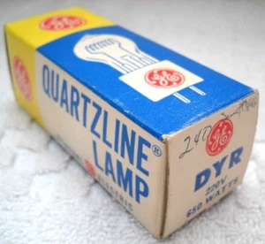 **GE QUARTZLINE DYR 220v 650w PROJECTOR LAMP NOS IN ORIGINAL BOX MADE IN USA** - Imagen 1 de 3