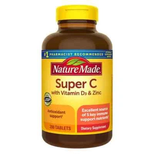 Nature Made Super C With Vitamin D3 & Zinc 200 Tablets EXP 11/26+Free Shipping - Picture 1 of 2