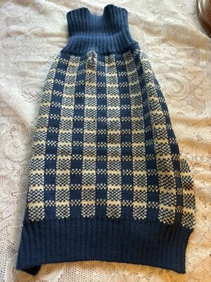 Jojo Winter Navy Blue White Dog Plaid  Turtleneck Sweater 20” - Image 1 of 4