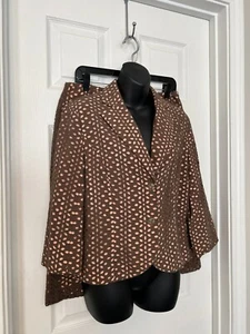 JUDITH HART Brown/Peach 100% Cotton 2 Piece Jacket and Skirt Suit Sz 8 - Picture 1 of 13
