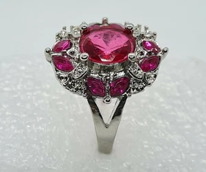 Ladies Ring, Silver & Lovely RedRuby, UK Size: S - Picture 1 of 6