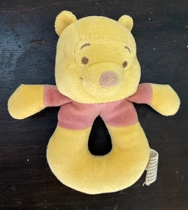 Disney Baby Plush Winnie The Pooh Rattle Bababy Toy Velour Circle Handheld - Picture 1 of 4