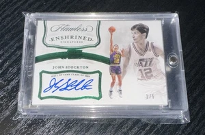 2019-20 Panini Flawless - Enshrined Signatures John Stockton /5 Emerald - Picture 1 of 2