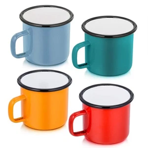 Camping Coffee Mug Set of 4, Enamel Tea Coffee Drinking Mugs Cups for Home Pa... - Picture 1 of 7