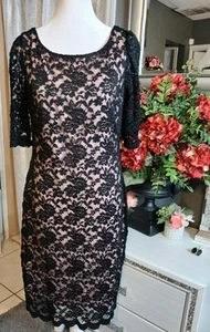 Vestido de encaje floral negro connect apparel talla 10 espalda abierta - Imagen 1 de 10