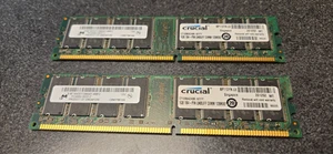 2x Crucial PC3200U 1GB DIMM 333 MHz DDR SDRAM Memory (2GB total) - Picture 1 of 4