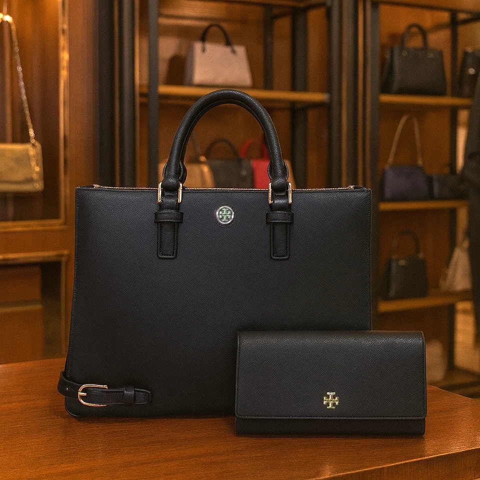 Tory Burch Robinson Multi Tote 31159720 Black Saffiano Leather