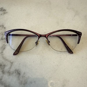 Nicole Miller Margot C03 Eyeglasses Women's Purple Semi Rim Cat Eye 56mm Frames - Picture 1 of 9