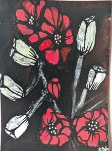 ACEO Art Card Original, Acrylic Hydro Dipping, Abstract, Outsider Art, Brut Art - Picture 1 of 4