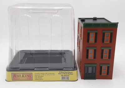 MTH 30-90374 Miner Red Brick W/Black Shutters 3-Story Town House # 2 EX/Box - Image 1 of 4
