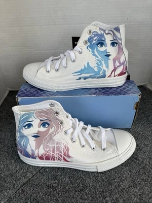 Converse Chuck Taylor All Star Hi Youth Size 3 Disney Frozen Elsa Anna White NWT - Image 1 of 4