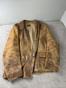 Chaqueta de cuero envejecido tostado maltratado cuarto delantero cuero de caballo polvo años 50 - Imagen 1 de 12