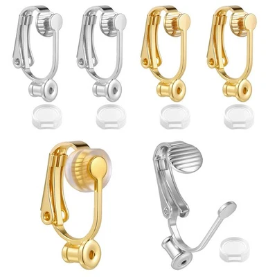 Convertidores de pendientes con clip de 6 piezas con almohadillas de silicona convertibles perforados en clip Foto 1 de 4