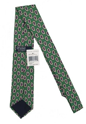 ¡NUEVA corbata de seda vintage Polo Ralph Lauren!  Naranja Verde Amarillo Paisley ITALIA Foto 1 de 3