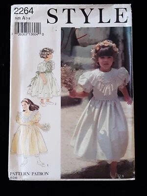 STYLE PATTERN - 2264 GIRLS' BRIDESMAID DRESS FLOWER GIRL V-COLLAR SASH 3-8 UNCUT - Image 1 of 2