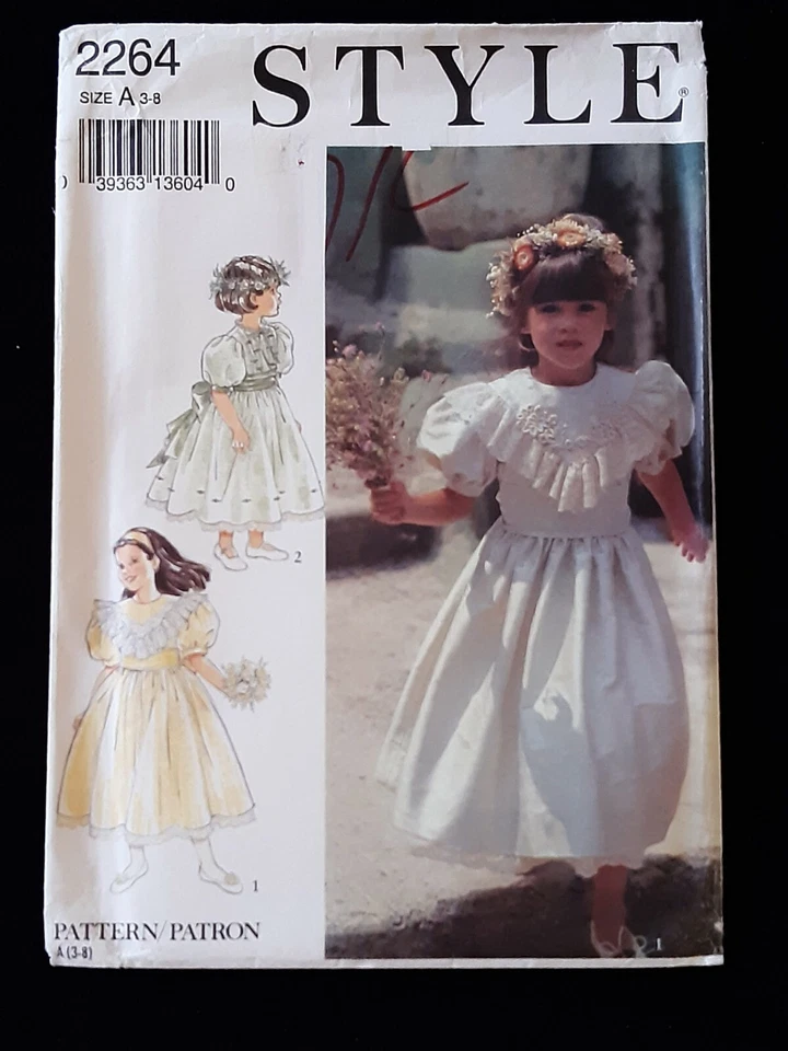 STYLE PATTERN - 2264 GIRLS' BRIDESMAID DRESS FLOWER GIRL V-COLLAR SASH 3-8 UNCUT - Image 1 of 2