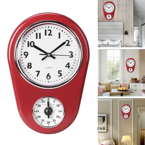 Vintage Wall Big Watch Hanging Clock Home Kitchen Timer US YA Cover