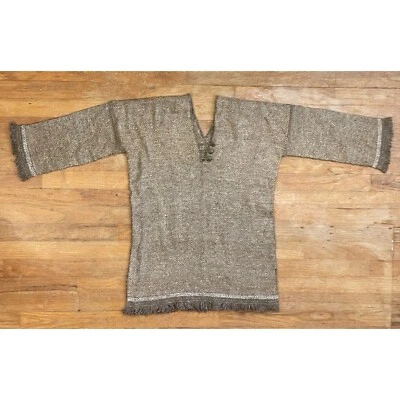 Vintage Acrylic Tweed Blanket Top Size Small 1990s Handmade Herringbone Tunic - Image 1 of 4