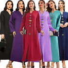 Moroccan Women Muslim Long Sleeve Maxi Dress Abaya Kaftan Robe Islamic Gown