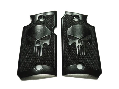 Ebony Punisher Grips For Sig Sauer P938 Checkered Engraved Textured #2 - Image 1 of 2