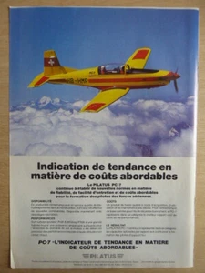 9/1988 PUB PILATUS PC-7 FLUGZEUG HB- HMP MILITÄR TRAINER ORIGINAL FRANZÖSISCHE ANZEIGE - Bild 1 von 1