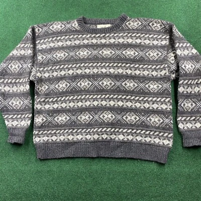 Suéter de Lana Eddie Bauer De Colección Para Hombres XL Gris 90S Tejido Sudadera HECHO EN EE. UU. Foto 1 de 4