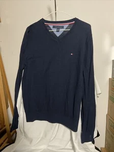 TOMMY HILFIGER NAVY BLUE PULL OVER SWEATER SIZE SMALL - Picture 1 of 5