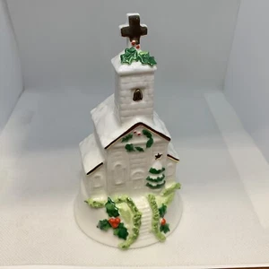 Vintage Enesco Maruri Meisterwerk Bone China 1980 Kirchenglocke mit Stechpalme Weihnachten - Bild 1 von 8