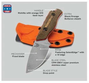 BENCHMADE B15017-1 Hidden Canyon Richlite Hunting Knife S90V - Picture 1 of 7