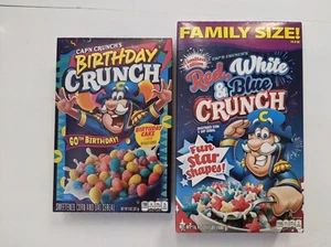 Cereal Cap'n Crunch Rojo Blanco y Azul y 60 cumpleaños Crunch Lote - Imagen 1 de 2