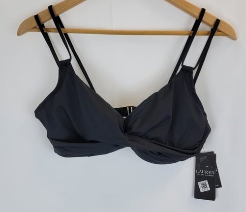 Lauren Ralph Lauren Women's Twist Front Black 2022 Underwire Bra top US:8 NWT