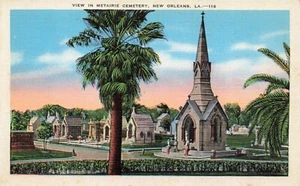 Postcard View in Metairie Cemetery New Orleans Louisiana LA - Picture 1 of 2