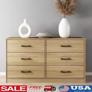 6 Drawer Dresser Easy Assembly Euro Oak Stylish Storage Anti Tip Safety Handle - Picture 1 of 15
