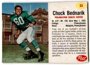 1962 Post Chuck Bednarik * Philadelphia Eagles #33 - Picture 1 of 2