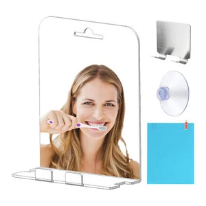 Fogless Shower Mirror Acrylic Shaving Mirror Reusable Wall Hang Bathroom Mirror - Picture 1 of 11