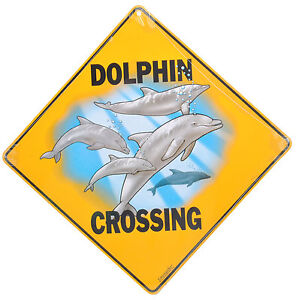 NEW Dolphin Crossing Aluminium Road Sign Wildlife Ocean Gate Fence Wall 