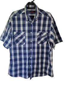 Pierre Cardin Blue Check Short Sleeved Shirt  Size Large - Picture 1 of 4