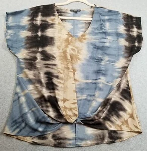 West Kei Top Women’s Medium M Multicolor Tie Dye Short Sleeve V Neck Lightweight - Picture 1 of 10