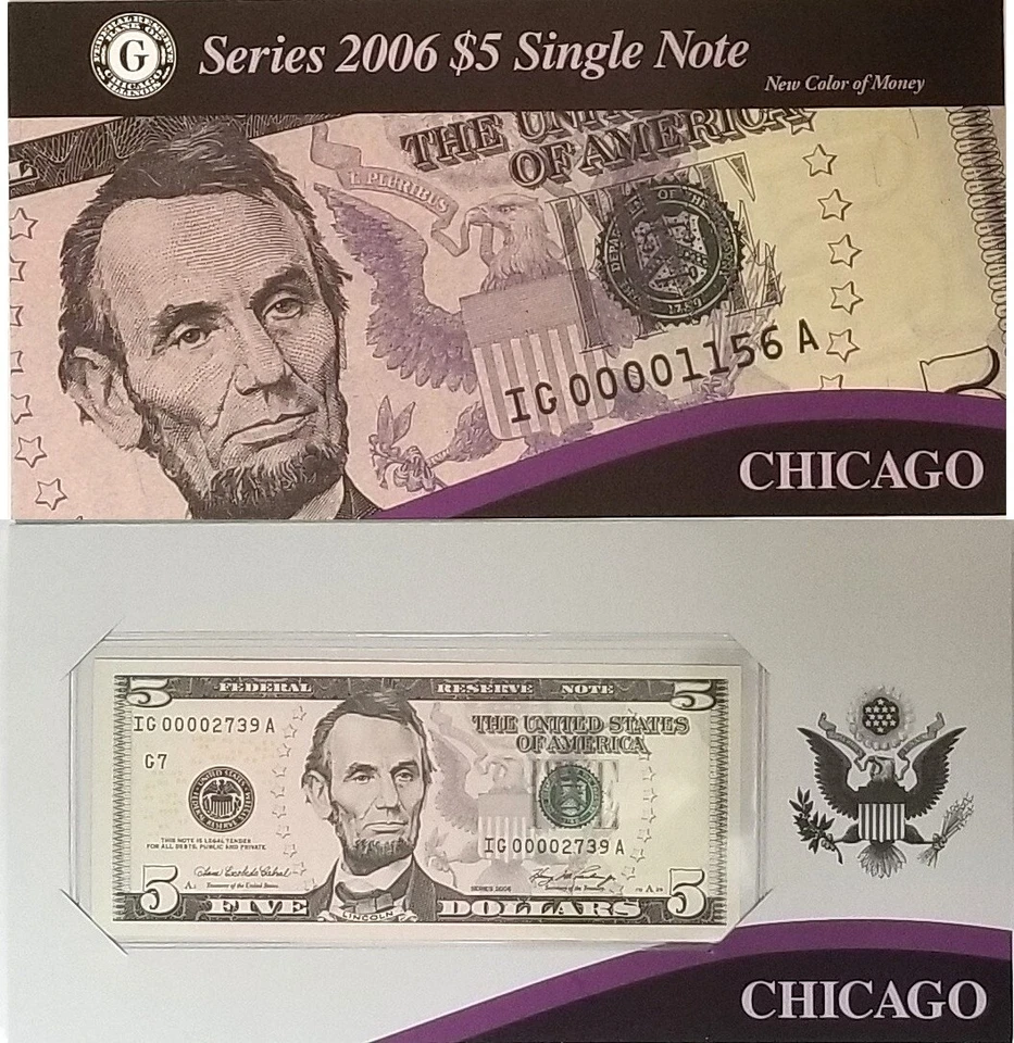 2006 $5 Chicago District BEP Portfolio # IG 00002739 A Fr. 1993-G - Image 1 of 1