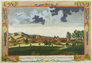 TURIN PIEMONT ITALIEN  KOL. KUPFERSTICH ANSICHT BALDWYN 1794 TORINO PIEMONTE - Picture 1 of 2