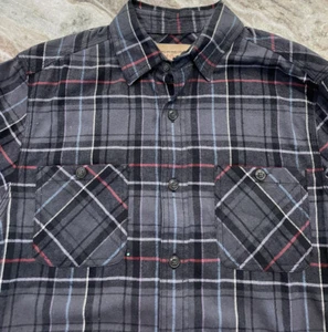 NWT Red Camel Small Cotton Flannel Grey Charcoal Plaid Long Sleeve Shirt - Picture 1 of 7