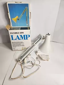 VTG MCM White Flexible Arm Adjustable Articulated Desk Lamp Mount Bracket WORKS - Picture 1 of 20
