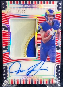 2021 NATIONAL TREASURES JACOB HARRIS STARS + STRIPES RC PATCH AUTO SSP /25 JAGS