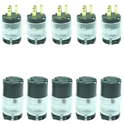 JOURNEYMAN*PRO Lighted Male Female Extension Cord Replacement Ends 15 Amp Power Plug Repair LIT