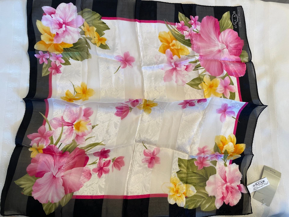 Bufanda cuadrada floral vintage Oscar de la Renta para mujer - nueva con etiquetas Foto 1 de 1