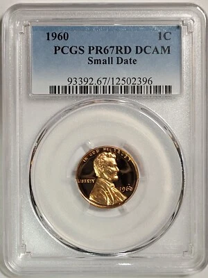 1960 1c PROOF Lincoln Memorial Cent Small Date PCGS PR 67RD DCAM - Image 1 of 2